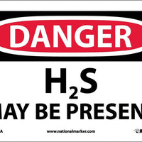 DANGER, H2S MAY BE PRESENT, 10X14, .050 RIGID PLASTIC