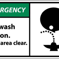 EMERGENCY, EYE WASH STATION KEEP AREA CLEAR, GRAPHIC, 3X5, PS VINYL, 5/PK