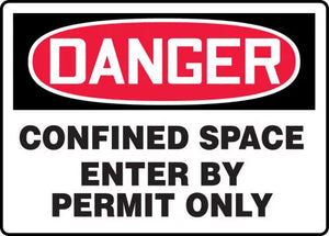 Danger Confined Space Enter By Permit Only 10"x14" Plastic | MCSP134VP