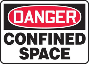 Safety Sign, DANGER CONFINED SPACE CONFINED SPACE, 7" x 10", Aluminum