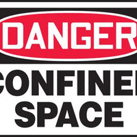 Safety Sign, DANGER CONFINED SPACE CONFINED SPACE, 7" x 10", Adhesive Vinyl