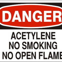 Danger Acetylene No Smoking No Open Flame Signs | D-0003