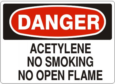 Danger Acetylene No Smoking No Open Flame Signs | D-0003