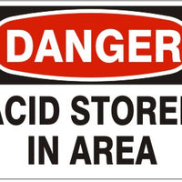 Danger Acid Stored In Area Signs | D-0007