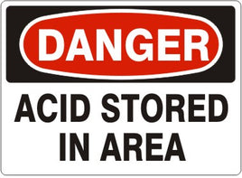 Danger Acid Stored In Area Signs | D-0007