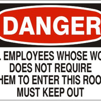 Danger All Employees Whose Work Does Not Require Them To Enter This Room Must Keep Out Signs | D-0011