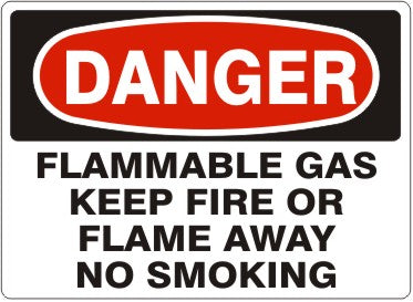 Danger Flammable Gas Keep Fire Or Flame Away No Smoking Signs | D-2607
