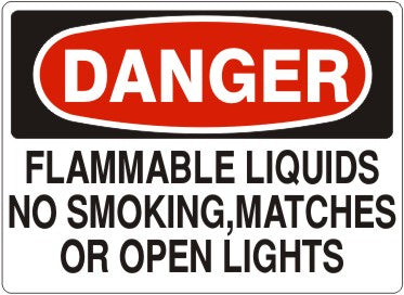 Danger Flammable Liquids No Smoking Matches Or Open Lights Signs | D-2609