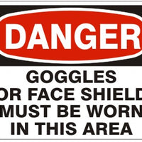 Danger Goggles Or Face Shield Must Be Worn In This Area Signs | D-3608