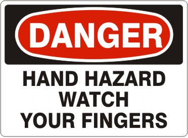 Danger Hand Hazard Watch Your Fingers Signs | D-3705 | Rutke Signs Home ...