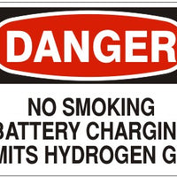 Danger No Smoking Battery Charging Area Emits Hydrogen Gas Signs | D-4726