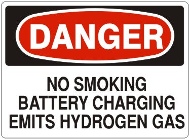 Danger No Smoking Battery Charging Area Emits Hydrogen Gas Signs | D-4726