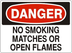 Danger No Smoking Matches Or Open Flames Signs | D-4738