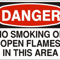 Danger No Smoking Or Open Flames In This Area Signs | D-4743