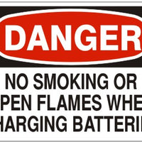 Danger No Smoking Or Open Flames When Charging Batteries Signs | D-4744
