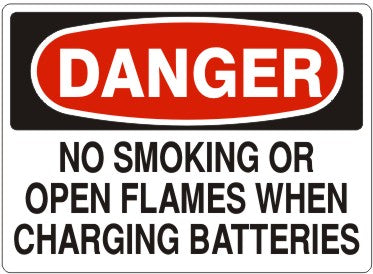 Danger No Smoking Or Open Flames When Charging Batteries Signs | D-4744