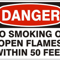 Danger No Smoking Or Open Flames Within 50 Feet Signs | D-4745