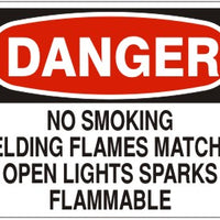 Danger No Smoking Welding Matches Or Open Light Flammable Signs | D-4751