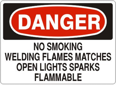 Danger No Smoking Welding Matches Or Open Light Flammable Signs | D-4751