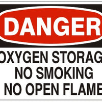 Danger Oxygen Storage No Smoking No Open Flame Signs | D-5718