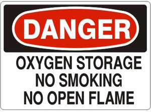 Danger Oxygen Storage No Smoking No Open Flame Signs | D-5718