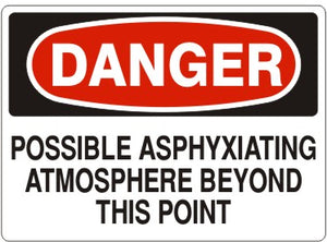 Danger Possible Asphyxiating Atmosphere Beyond This Point Signs | D-6012