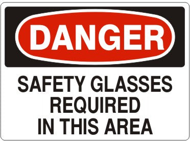 Danger Safety Glasses Required In This Area Signs | D-7105