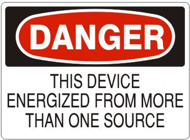 Danger This Device Energized From More Than One Source Signs | D-8105