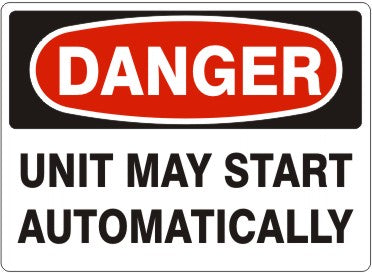 Danger Unit May Start Automatically Signs | D-8608