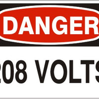Danger 208 Volts Signs | D-8710