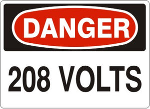 Danger 208 Volts Signs | D-8710
