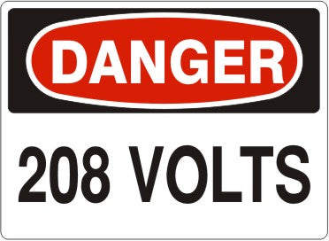 Danger 208 Volts Signs | D-8710