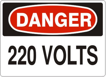 Danger 220 Volts Signs | D-8711 | Rutke Signs Home of Signs Labels and Tags
