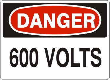 Danger 600 Volts Signs | D-8728