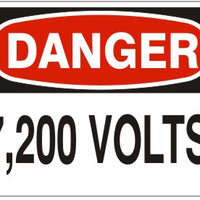 Danger 7,200 Volts Signs | D-8730