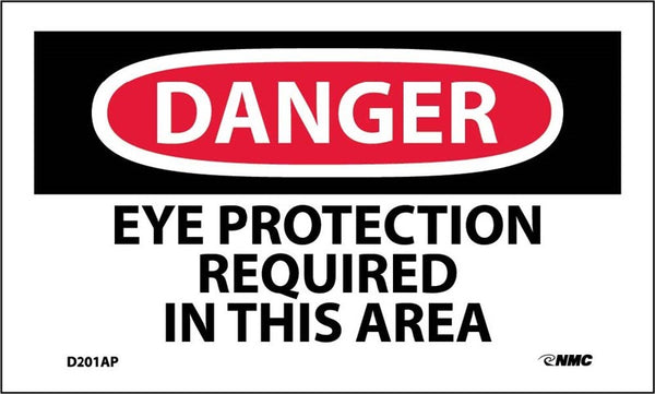 DANGER, EYE PROTECTION REQUIRED IN THIS AREA, 3X5, PS VINYL, 5PK