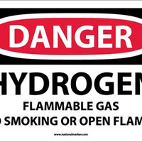 DANGER, HYDROGEN FLAMMABLE GAS NO SMOKING OR OPEN. . ., 7X10, PS VINYL