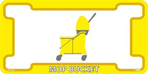 FLOOR SIGN, MOP BUCKET, YELLOW/WHITE, 10 x 20, NON-SKID SMOOTH ADHESIVE BACKED VINYL