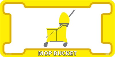 FLOOR SIGN, MOP BUCKET, YELLOW/WHITE, 10 x 20, NON-SKID SMOOTH ADHESIVE BACKED VINYL