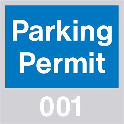 PARKING PERMIT, WINDSHIELD, BLUE, 001-100
