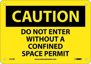 CAUTION, DO NOT ENTER WITHOUT A CONFINED SPACE PERMIT, 10X14, RIGID PLASTIC