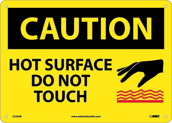 CAUTION, HOT SURFACE DO NOT TOUCH, GRAPHIC, 10X14, RIGID PLASTIC