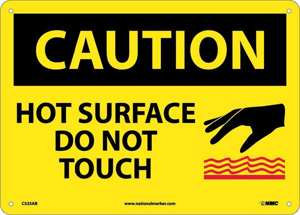 CAUTION, HOT SURFACE DO NOT TOUCH, GRAPHIC, 10X14, .040 ALUM