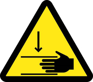 LABEL, GRAPHIC FOR CRUSH HAZARD, 2IN DIA, PS VINYL