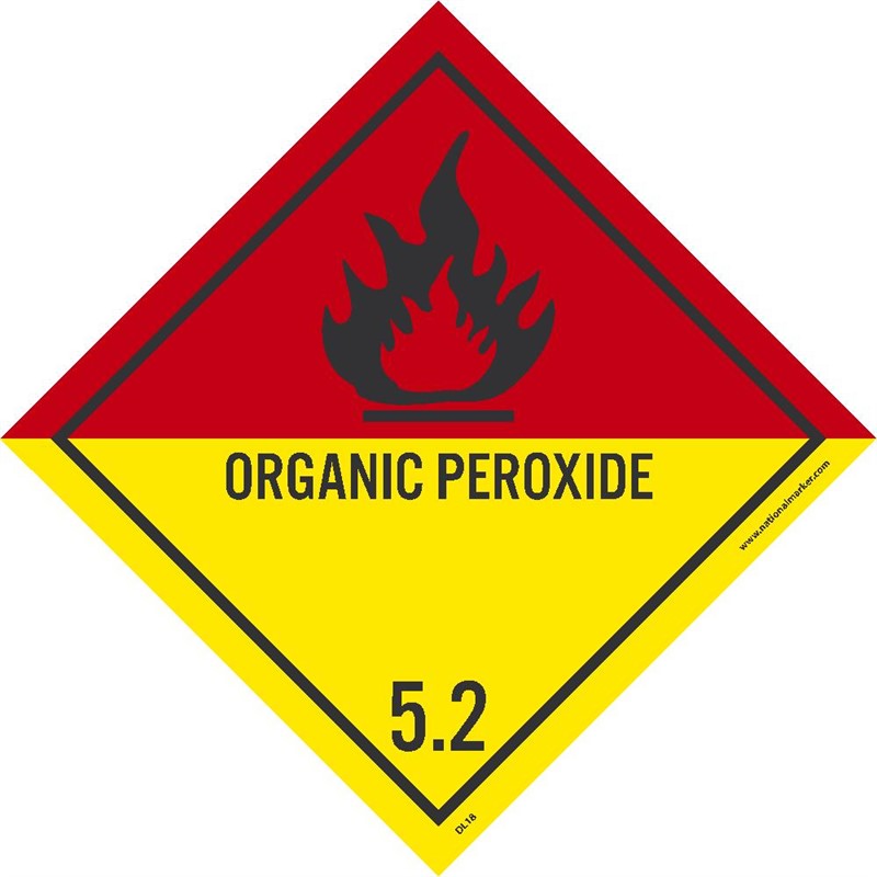 DOT SHIPPING LABEL, ORGANIC PEROXIDE 5.2, 4 X 4, PS VINYL, 25/PACK