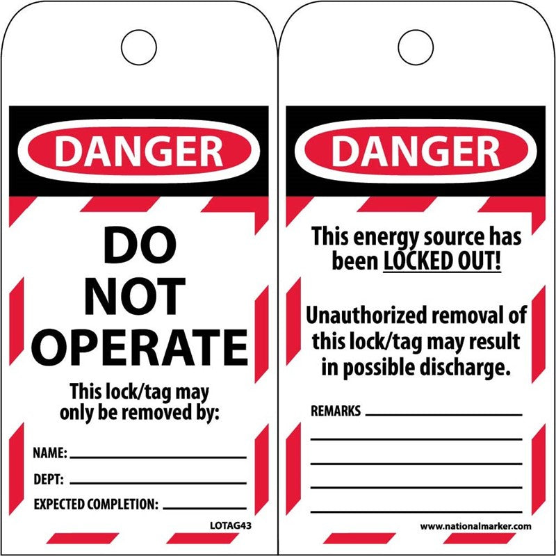 Danger Do Not Operate Lockout Tags | LOTAG43