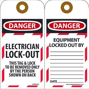 Danger Electrician Lock-Out Lockout Tags | LOTAG16