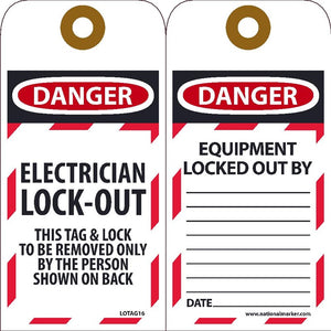 Danger Electrician Lock-Out Lockout Tags | LOTAG16