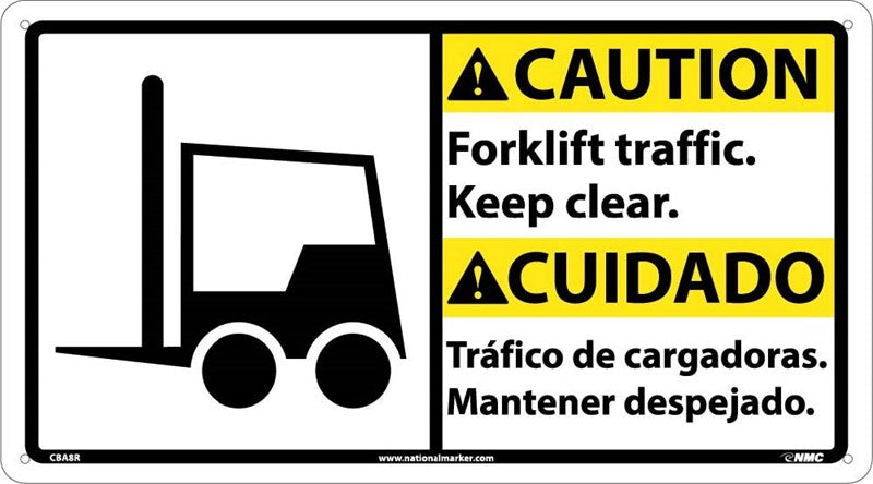 CAUTION, FORKLIFT TRAFFIC KEEP.. (BILINGUAL W/GRAPHIC), 10X18, PS VINYL