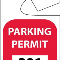 PARKING PERMIT, REARVIEW MIRROR, RED, 201-300